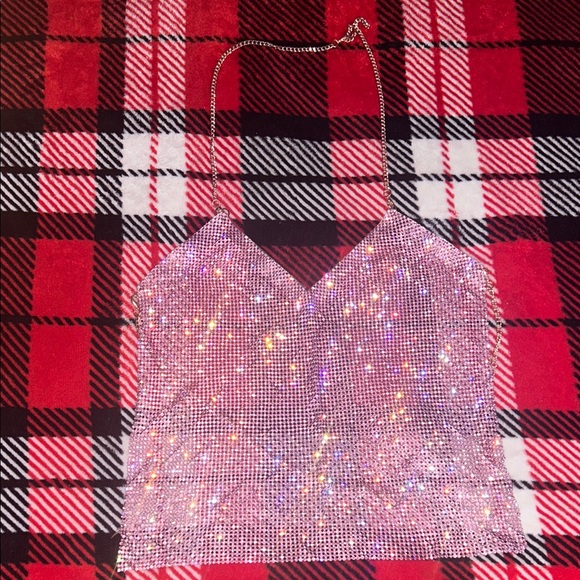 Pink Rhinestone Halter Top - Picture 2 of 4